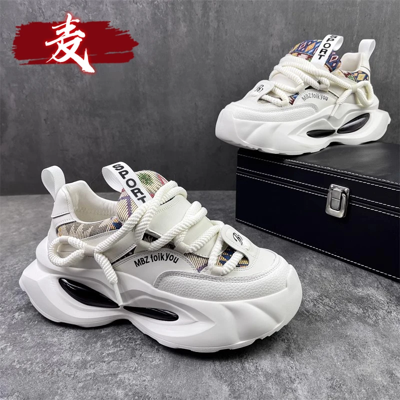 男鞋冬季潮牌百搭高级感男士气垫运动休闲跑步厚底增高爆款老爹鞋