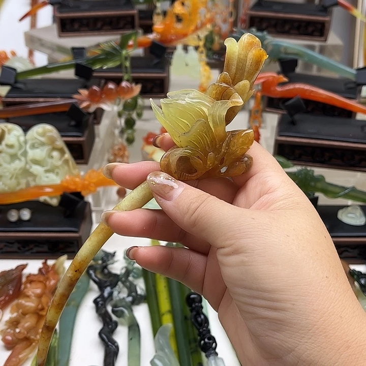 蛇纹石玉岫玉发簪未镶嵌