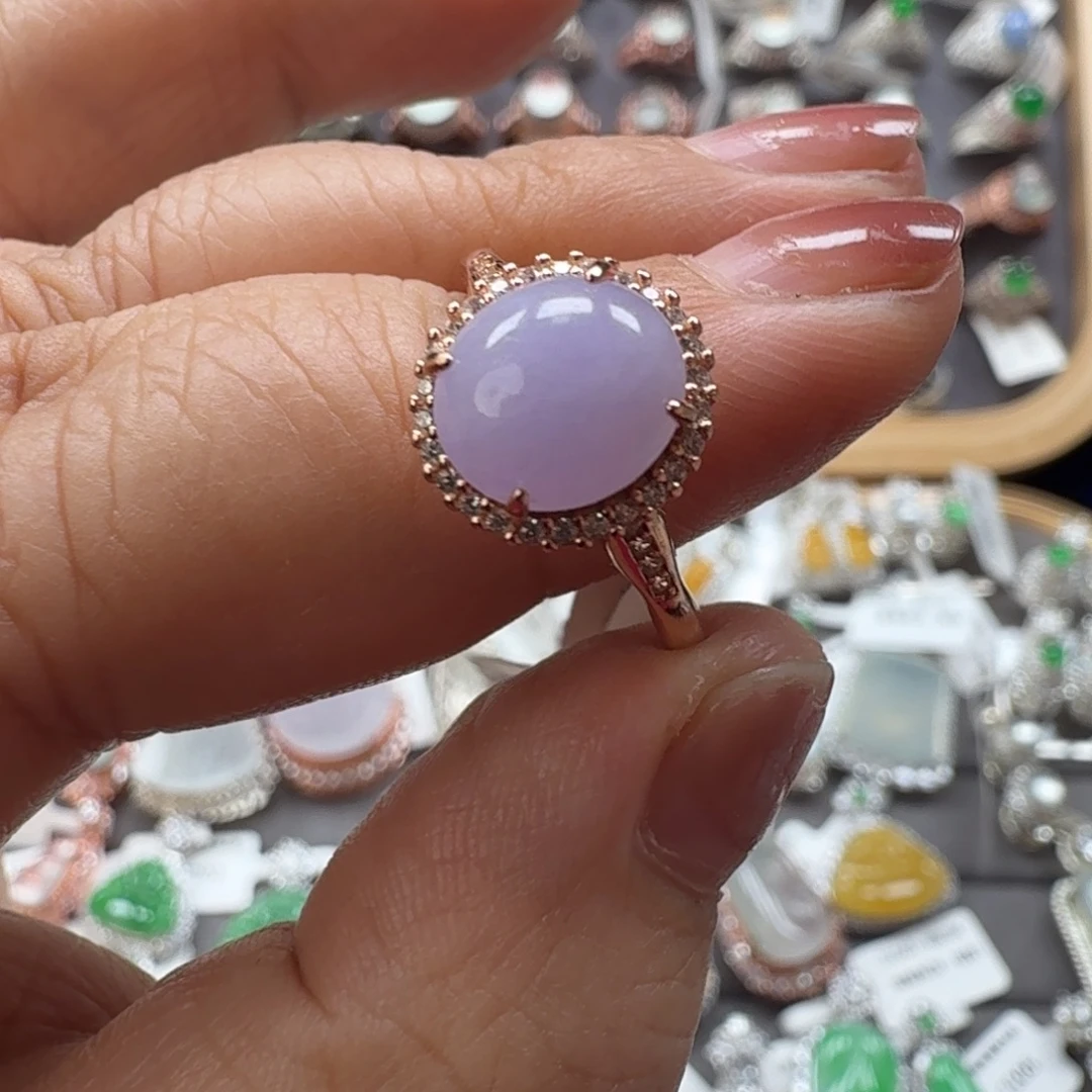 翡翠银S925镶嵌戒指8045