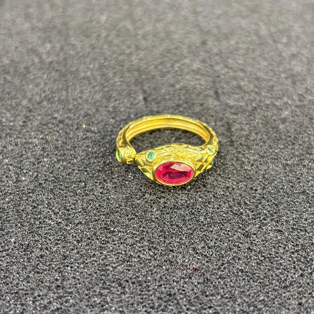 培育红宝石【XM】星光培育红宝石合金镶嵌蛇头戒指【YDR85】