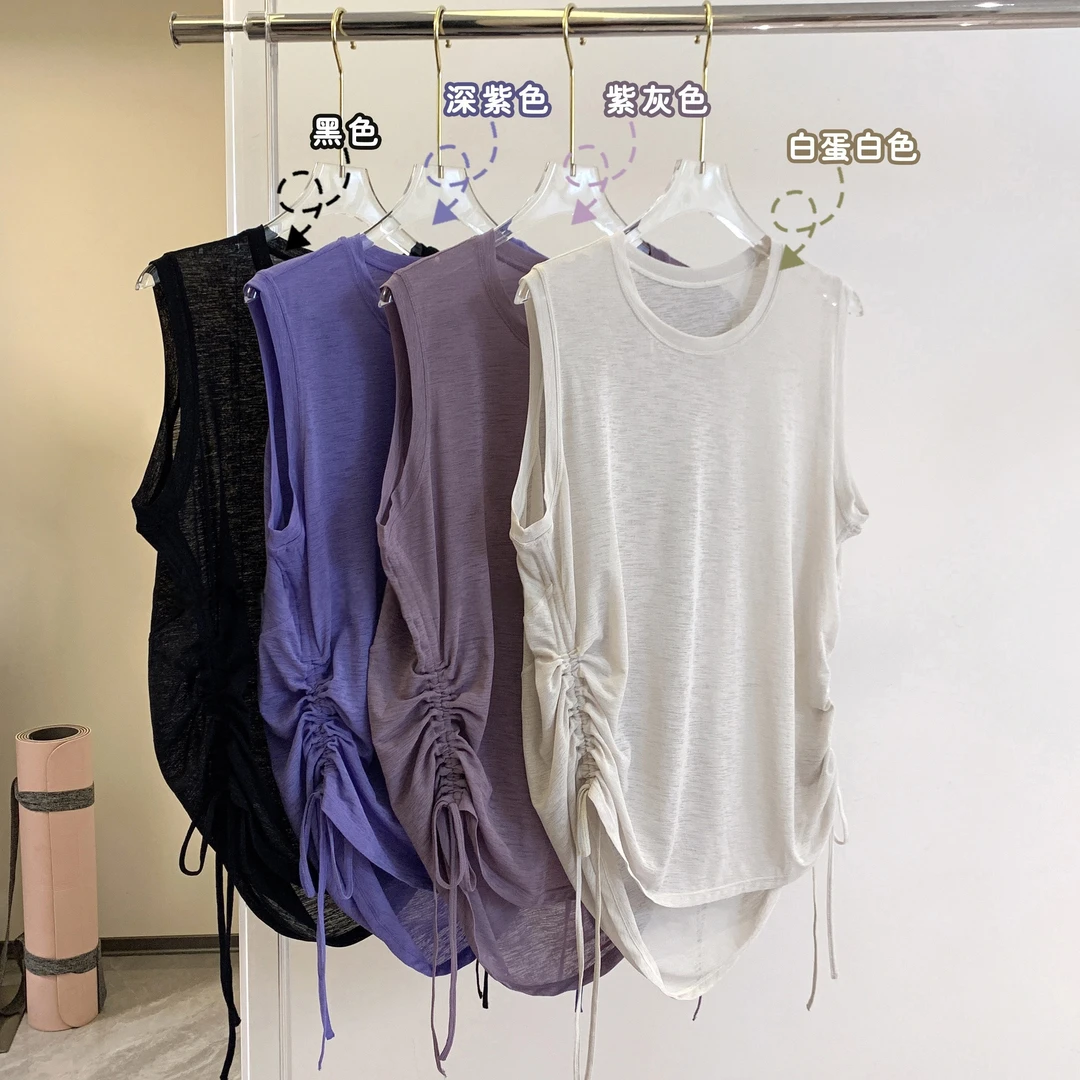 2025新款薄款瑜伽服罩衫宽松无袖普拉提训练上衣夏季速干运动背心