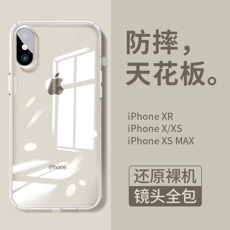 适用苹果X手机壳高清透明iPhoneXSmax防摔软壳IPXR镜头全包保护套