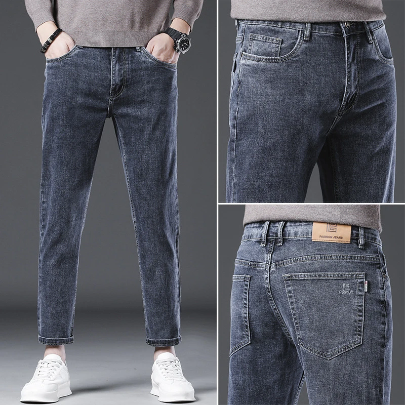 2025春秋季九分牛仔裤男韩版直筒宽松弹力休闲9分牛仔裤子男潮流