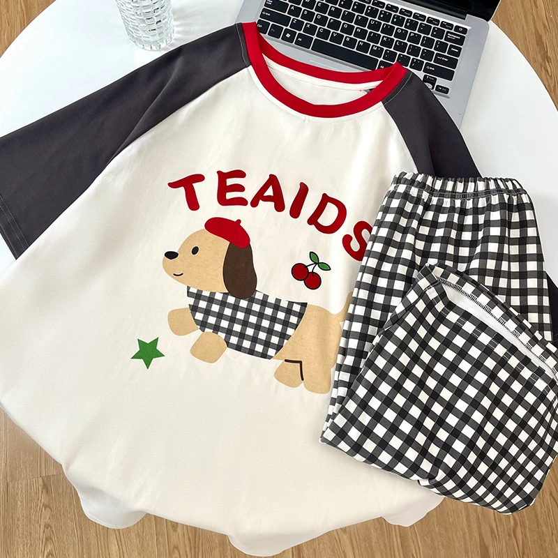 纯棉男短袖短裤圆领爆款新款简约大码可外穿睡衣家居服2025年套装