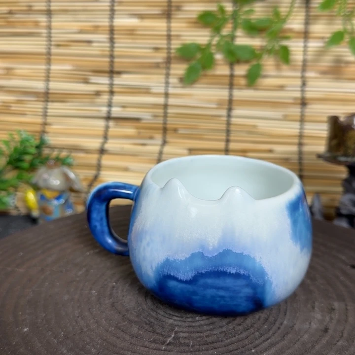 陶瓷景德镇高温颜色釉猫猫咖啡杯单杯