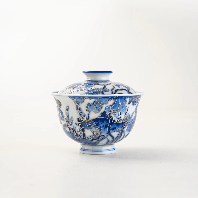 【可倚粉丝专属】不染·爱莲说金银错盖碗