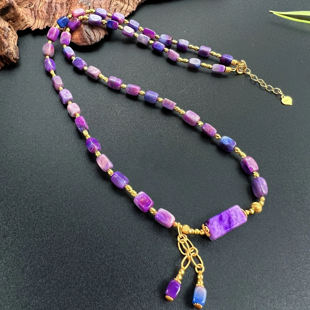 【圣芭黎】天然舒俱来项链幻彩面包棱形18K14-5/D1768多样性发一