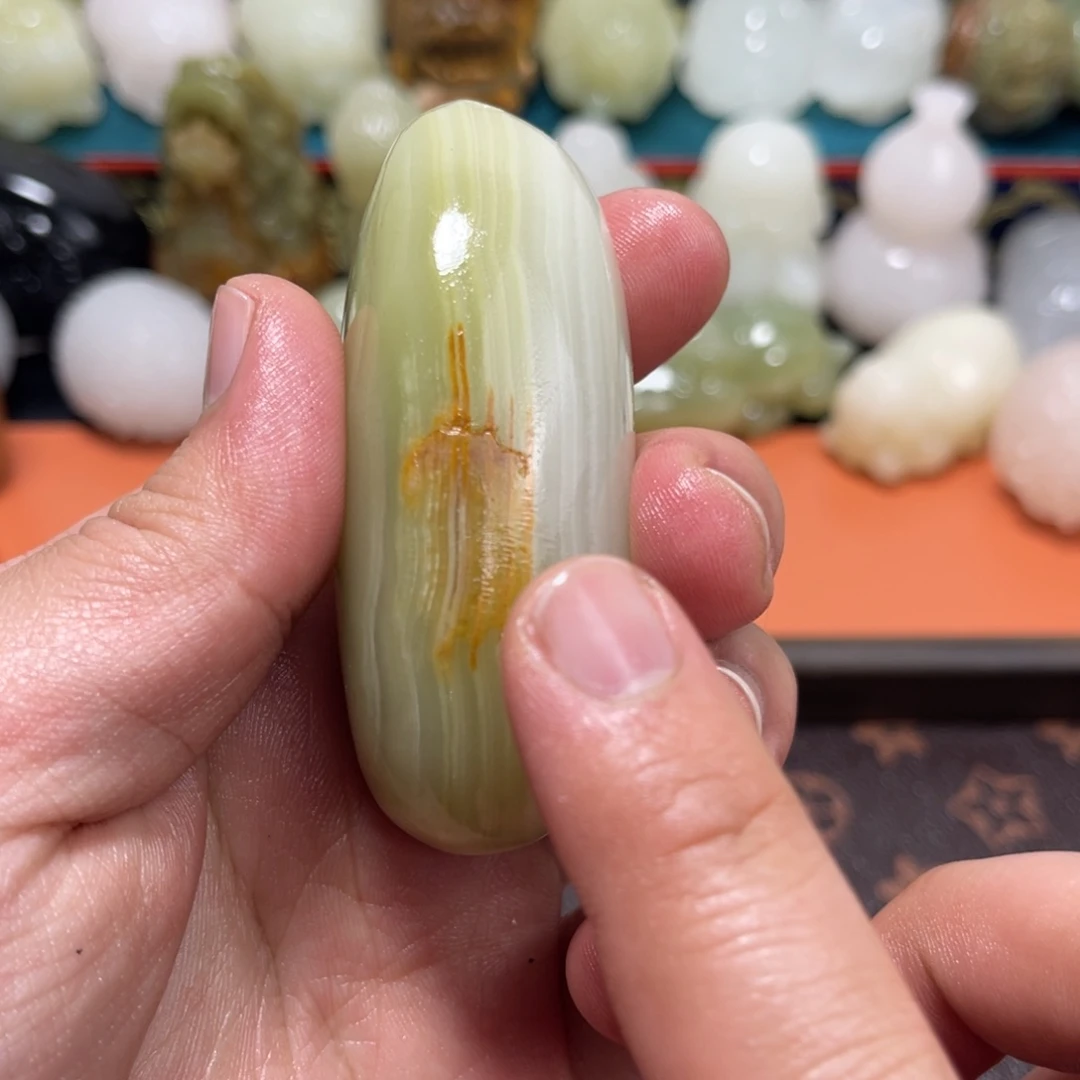 石材石材方解石手把件不退换微瑕