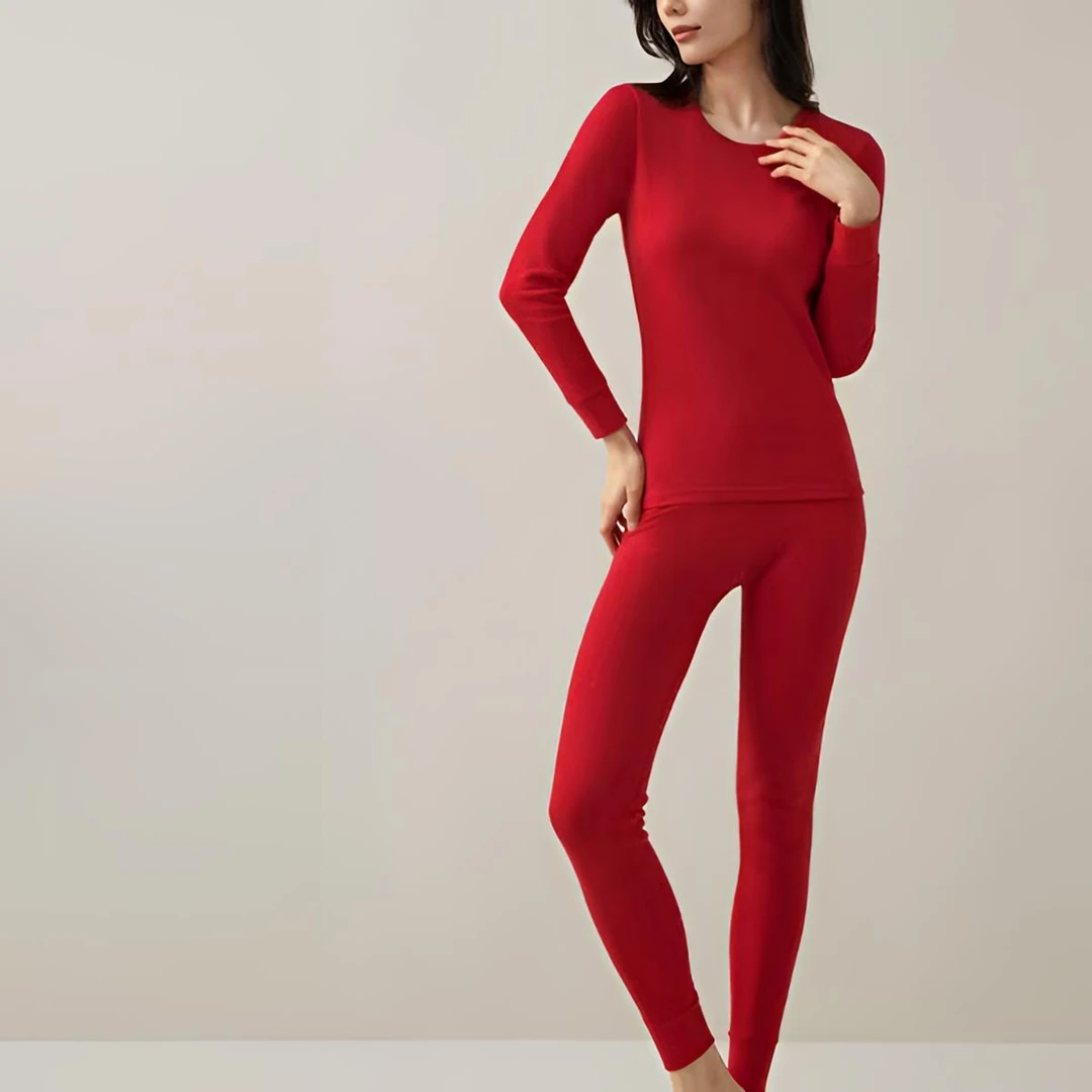 新年限定红色磨毛德绒打底衫女秋冬季加厚修身圆领百搭长袖0084