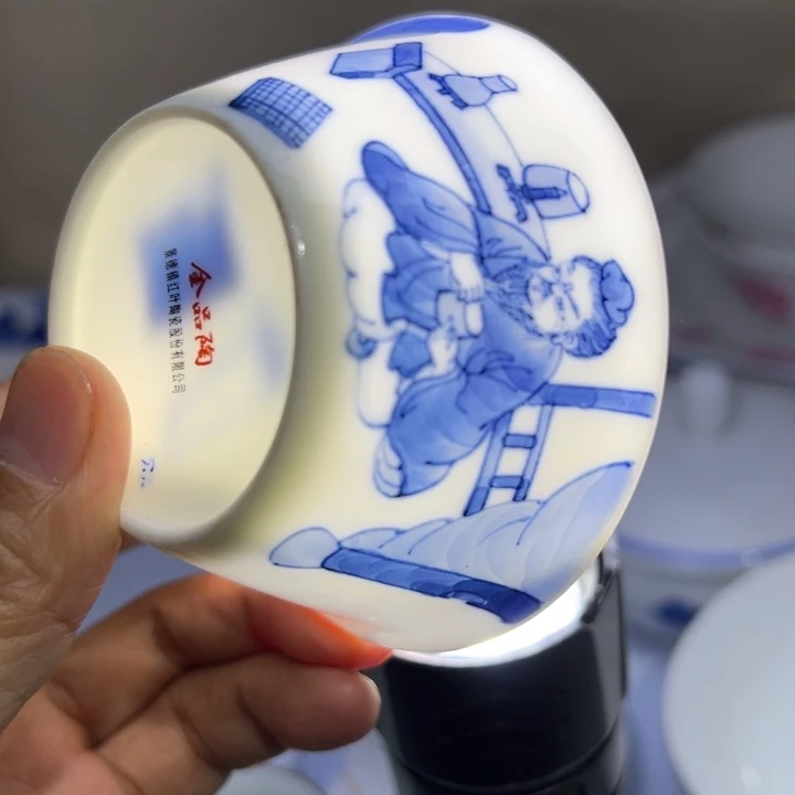 琉璃手工艺品红叶手绘马蹄杯陶瓷