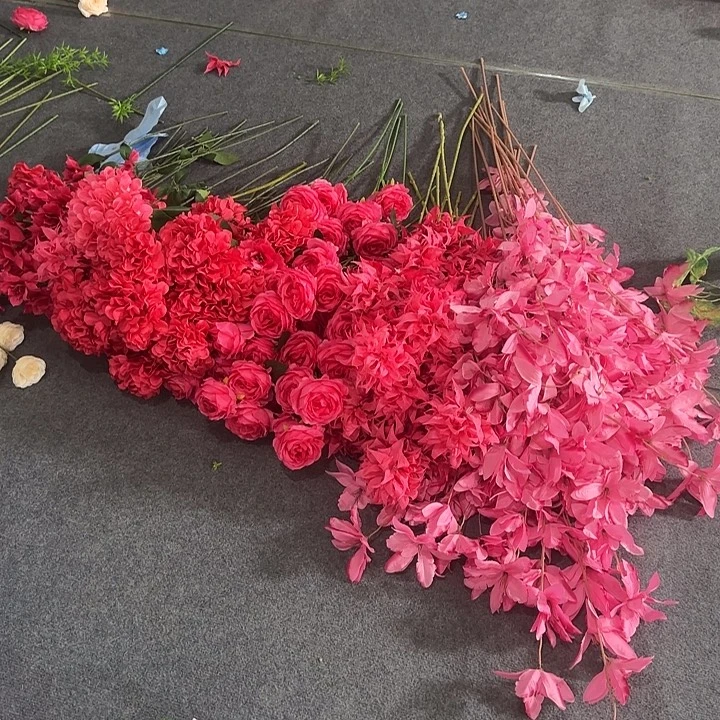 玫红色系花材 100支仿真花特价款秒