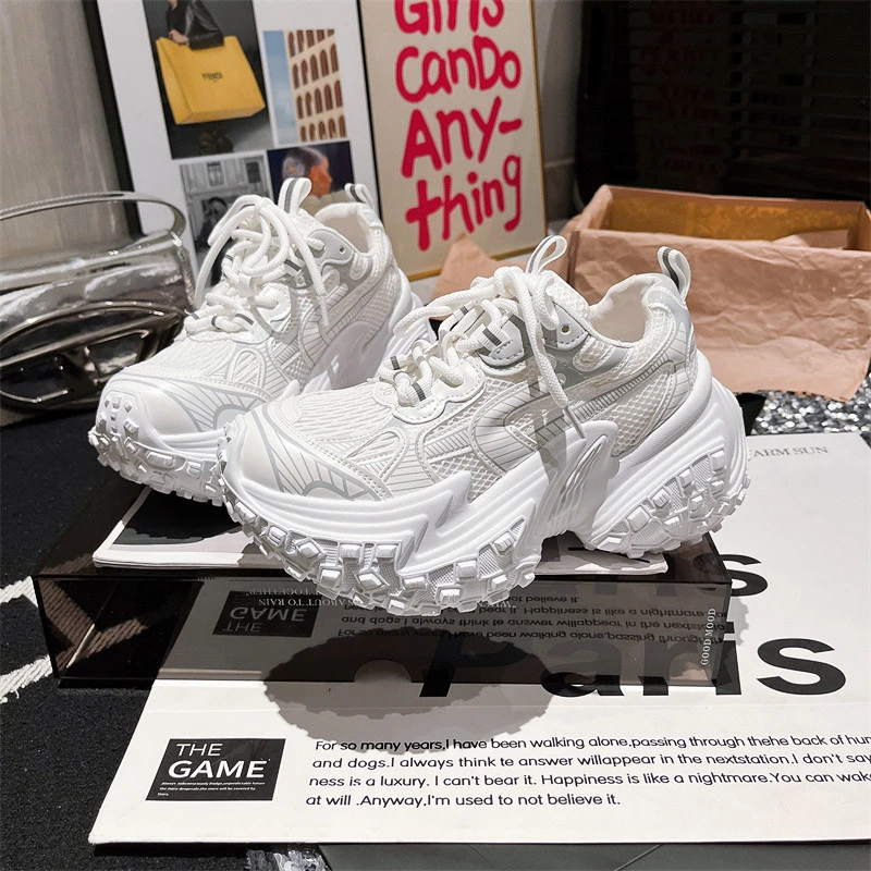 巴黎老爹鞋女ins超火榴莲轮胎底银色小个子运动鞋休闲鞋增高女鞋