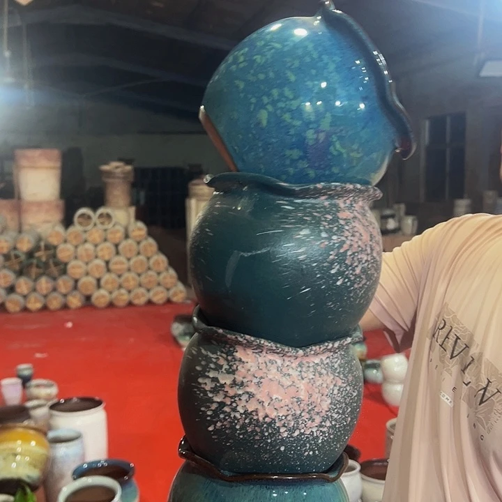 紫砂花盆高14口14