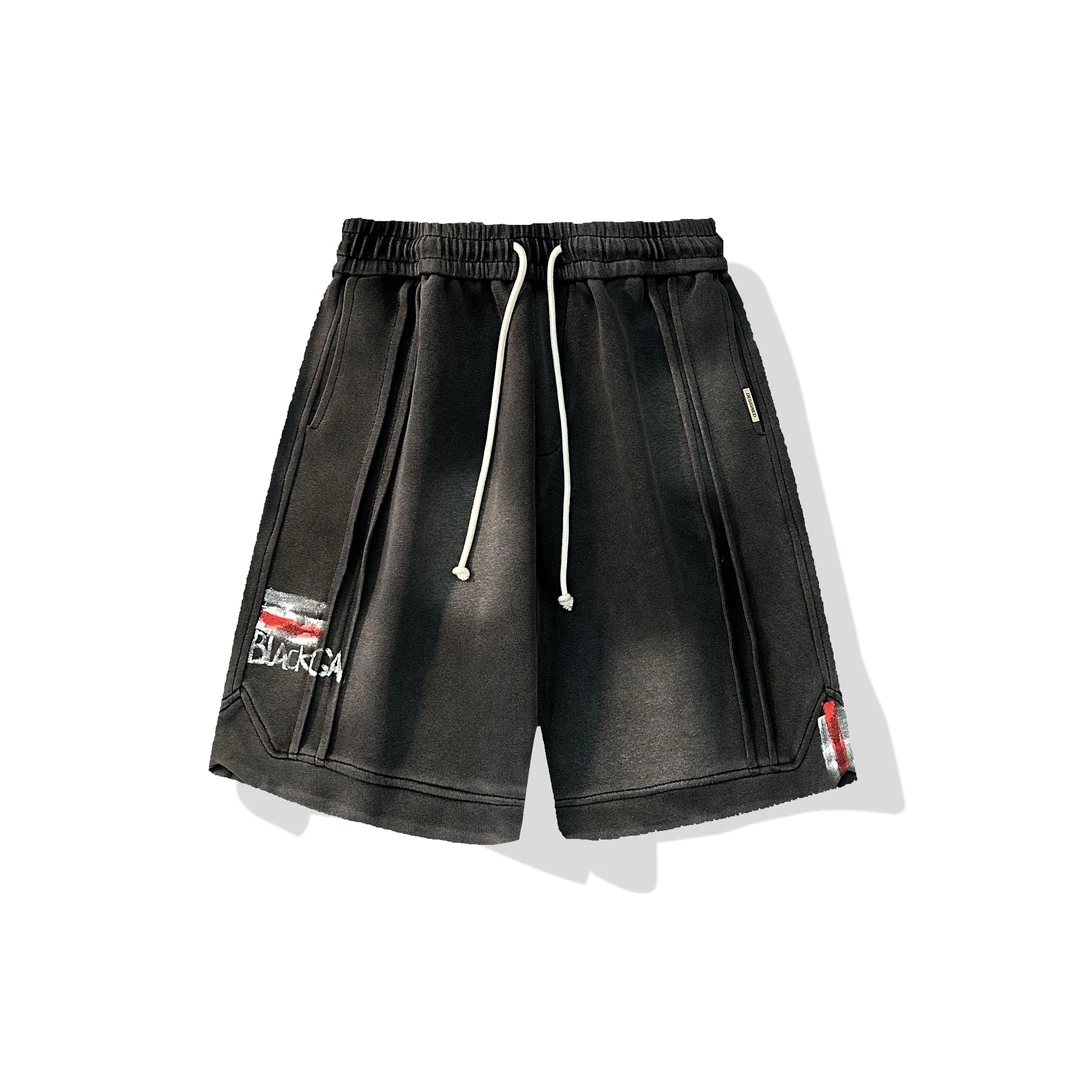 D059-2025夏季新款时尚百搭轻奢水洗重工男士短裤