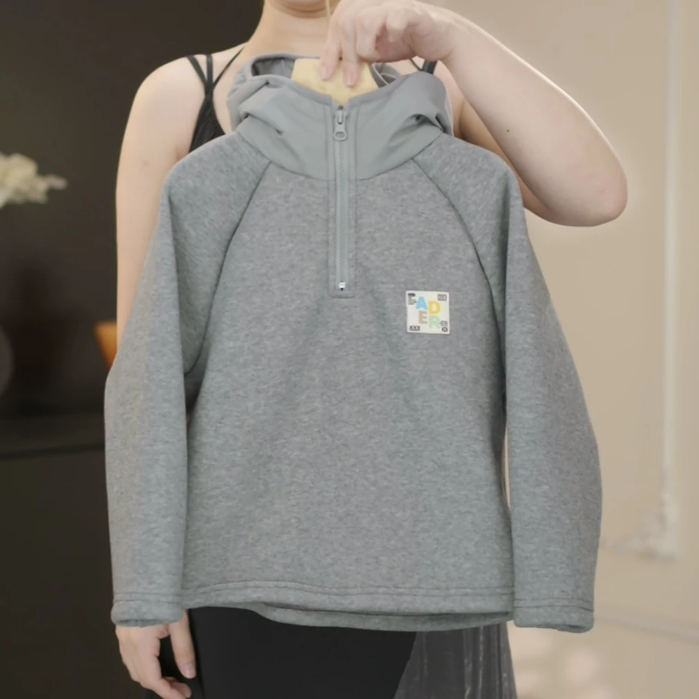 【鸭梨童品】秋冬加厚加绒季韩版运动长袖宽松灰色卫衣yL20212