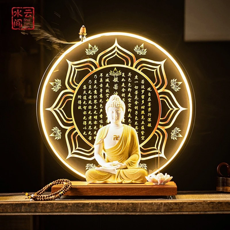 新中式释迦牟尼佛佛像陶瓷释迦摩尼坐像家居家用如来佛祖禅意摆件