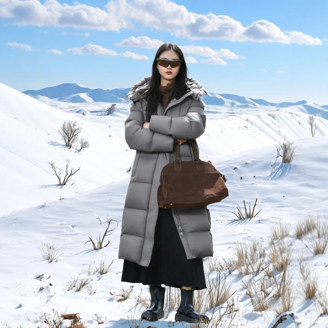 九江源头工厂2025新加厚长款95白鸭绒充绒量高羽绒服穿搭冬季外套