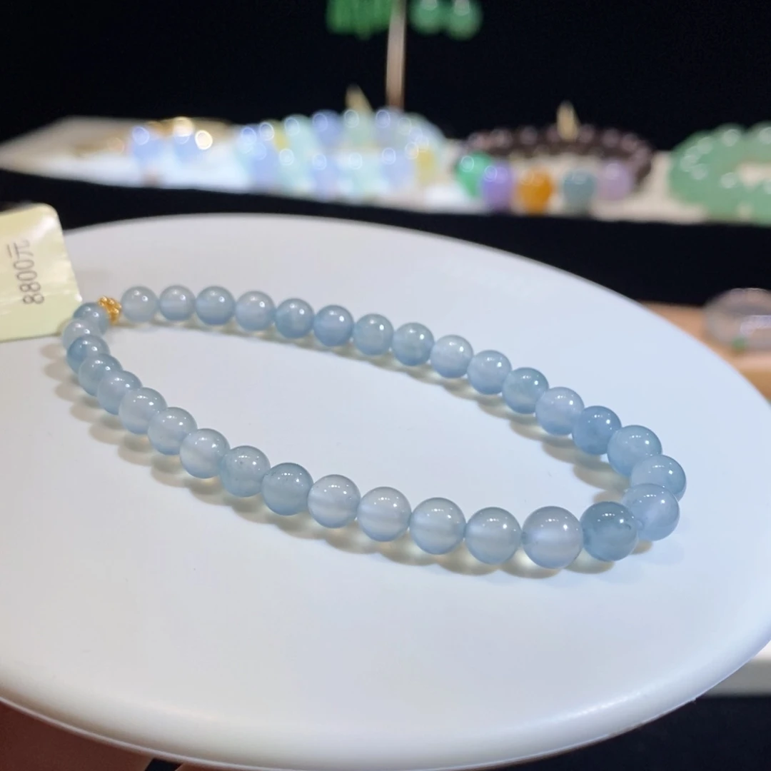 翡翠未镶嵌吊坠(不含链)翡翠高冰蓝圆珠手串