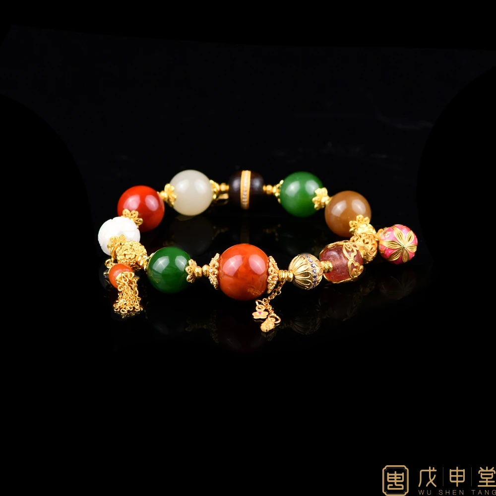 戊申堂多宝手串火焰纹精品南红珠串 国风珠宝