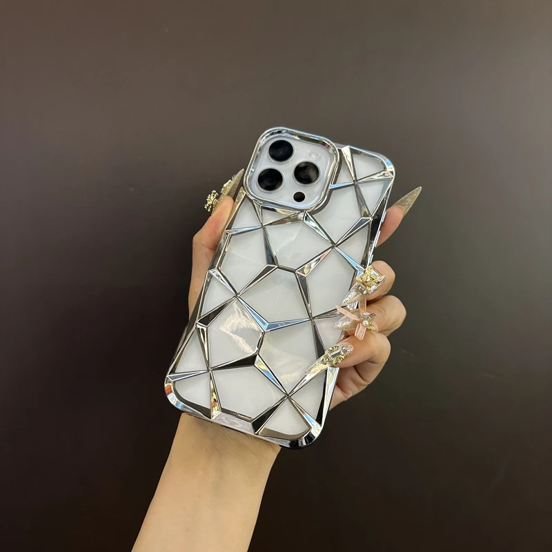 菱形电镀适用苹果16手机壳闪粉iphone14渐变15防摔女神软12气质女