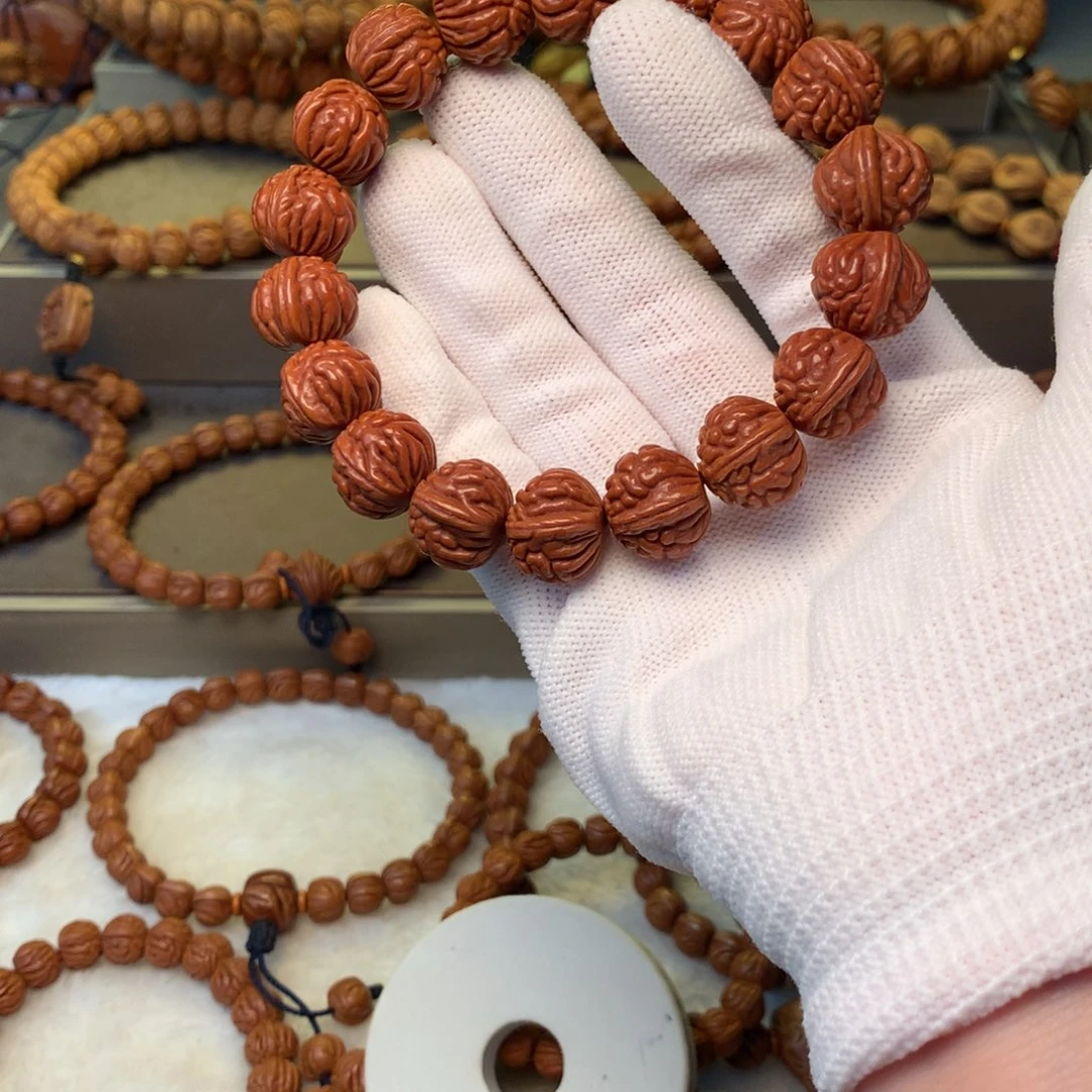 大****桃核手串秦岭龙纹