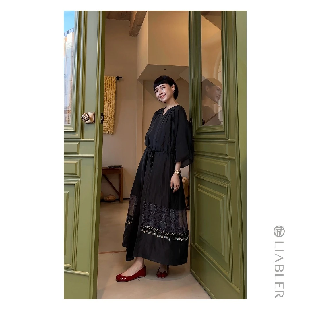 LIABLER C25春夏短袖长款拼接后抽褶设计款外套 LSS25397S