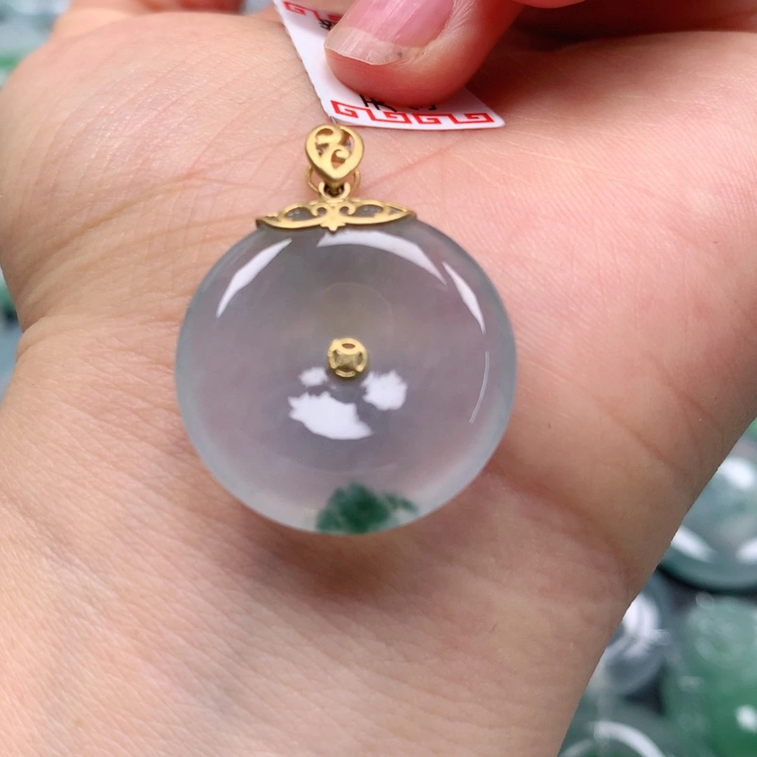 翡翠18K金镶嵌颈饰天然翡翠