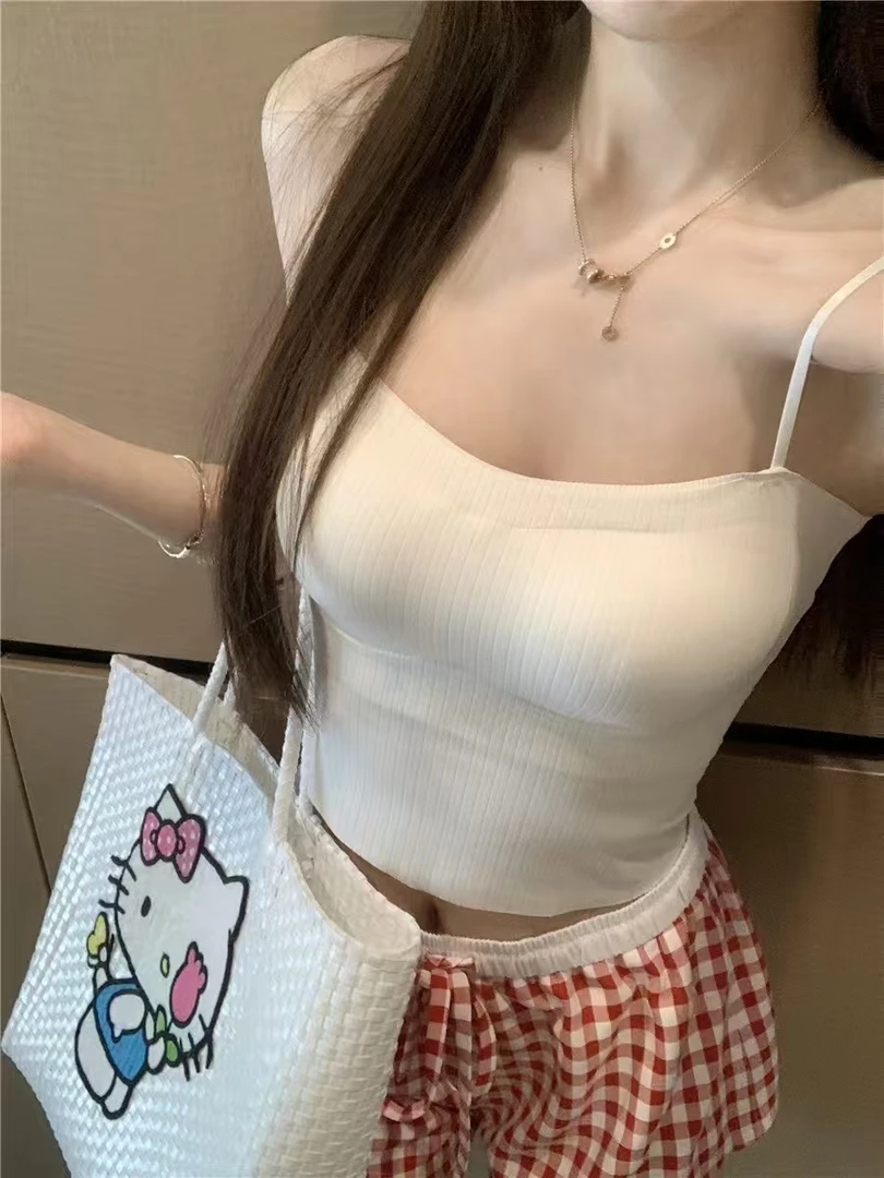 思思小个子女装【夏季新款小众设计感时尚休闲纯色美背吊带】