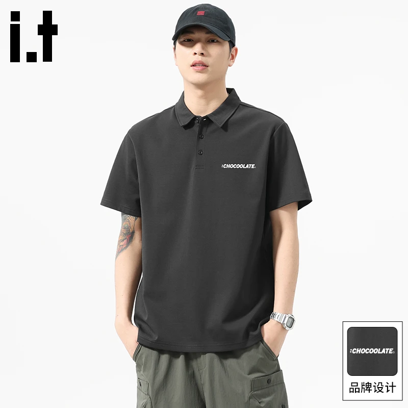 it:CHOCOOLATE夏季薄款polo衫男士重磅复古宽松休闲翻领短袖t恤衫