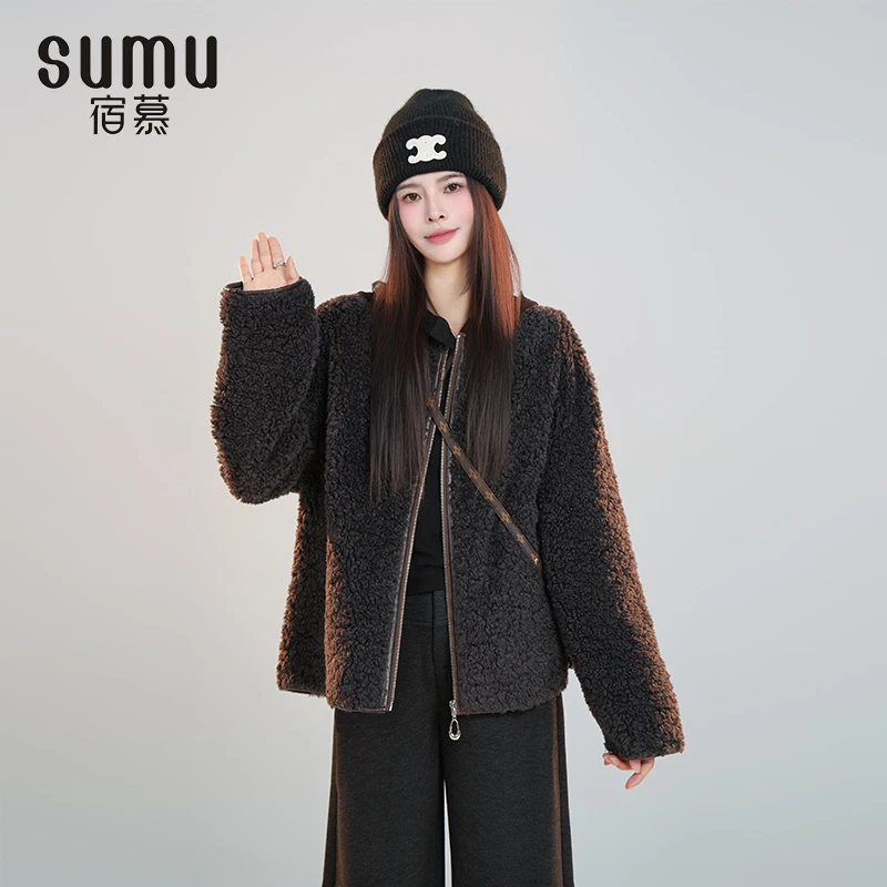 宿慕SUMU女款气质宽松加厚外套11-22冬季2024新款时尚外套A1605C