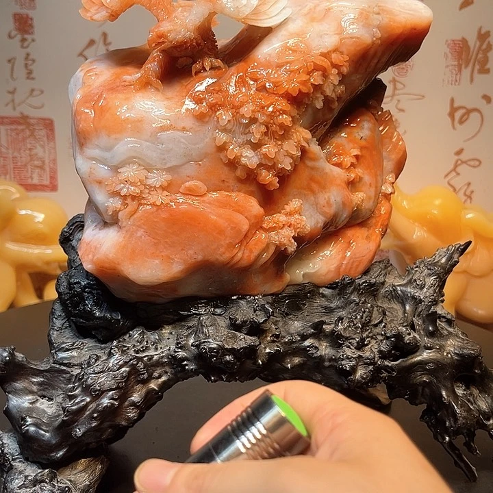 寿山石雕刻花鸟的