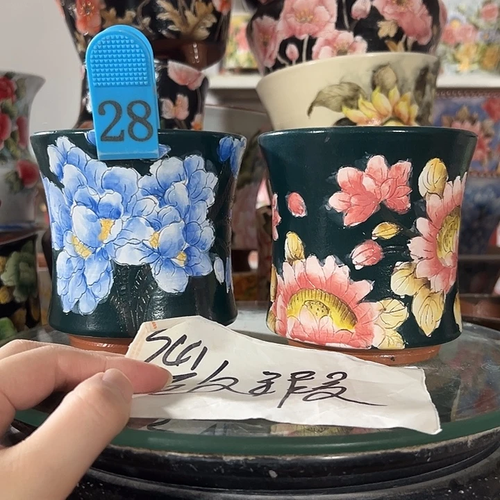 景德镇幸运花盆手绘韩式花盆
