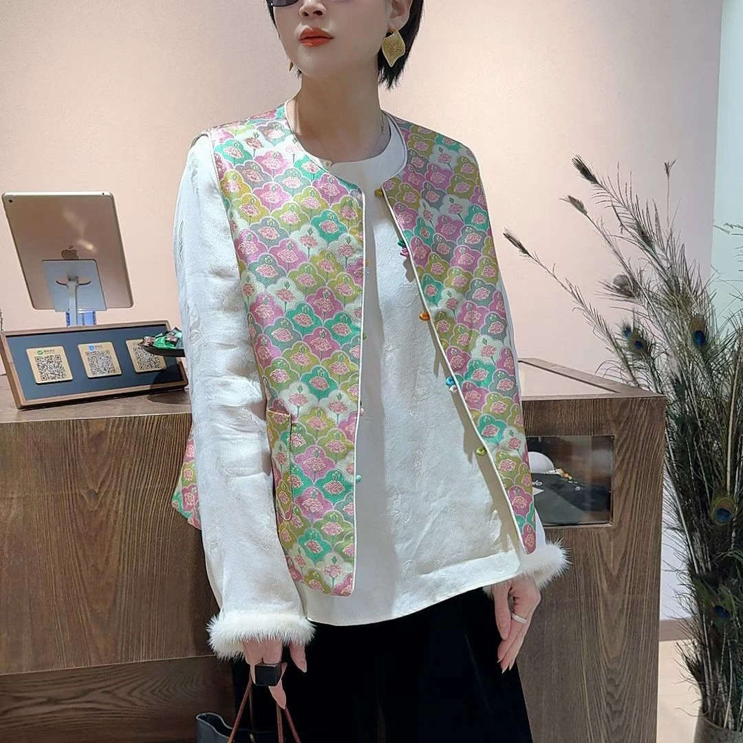 新中式国风圆领盘扣无袖坎肩马甲背心高级感复古