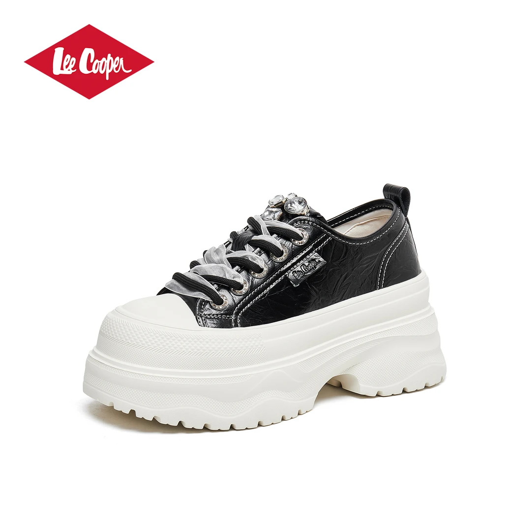 Lee Cooper 【清透琉璃】厚底休闲鞋2025小个子增高复古水钻松糕鞋