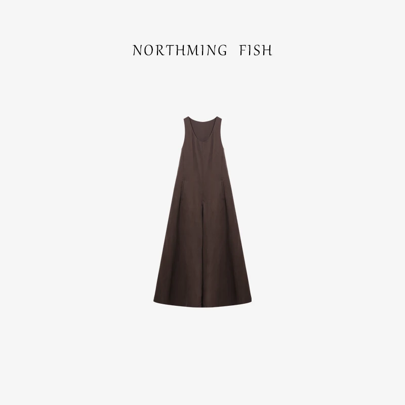 "NORTHMING FISH「马德里棕」法式老钱风 优雅度假连衣裙 "