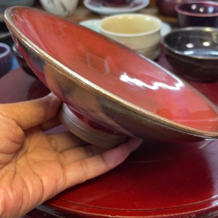 摆件传统煤烧手工果盘 壶承