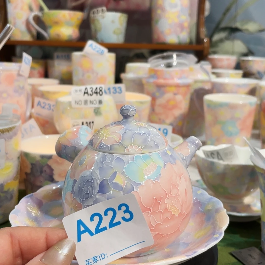 双饮款陶瓷万花小壶手把壶