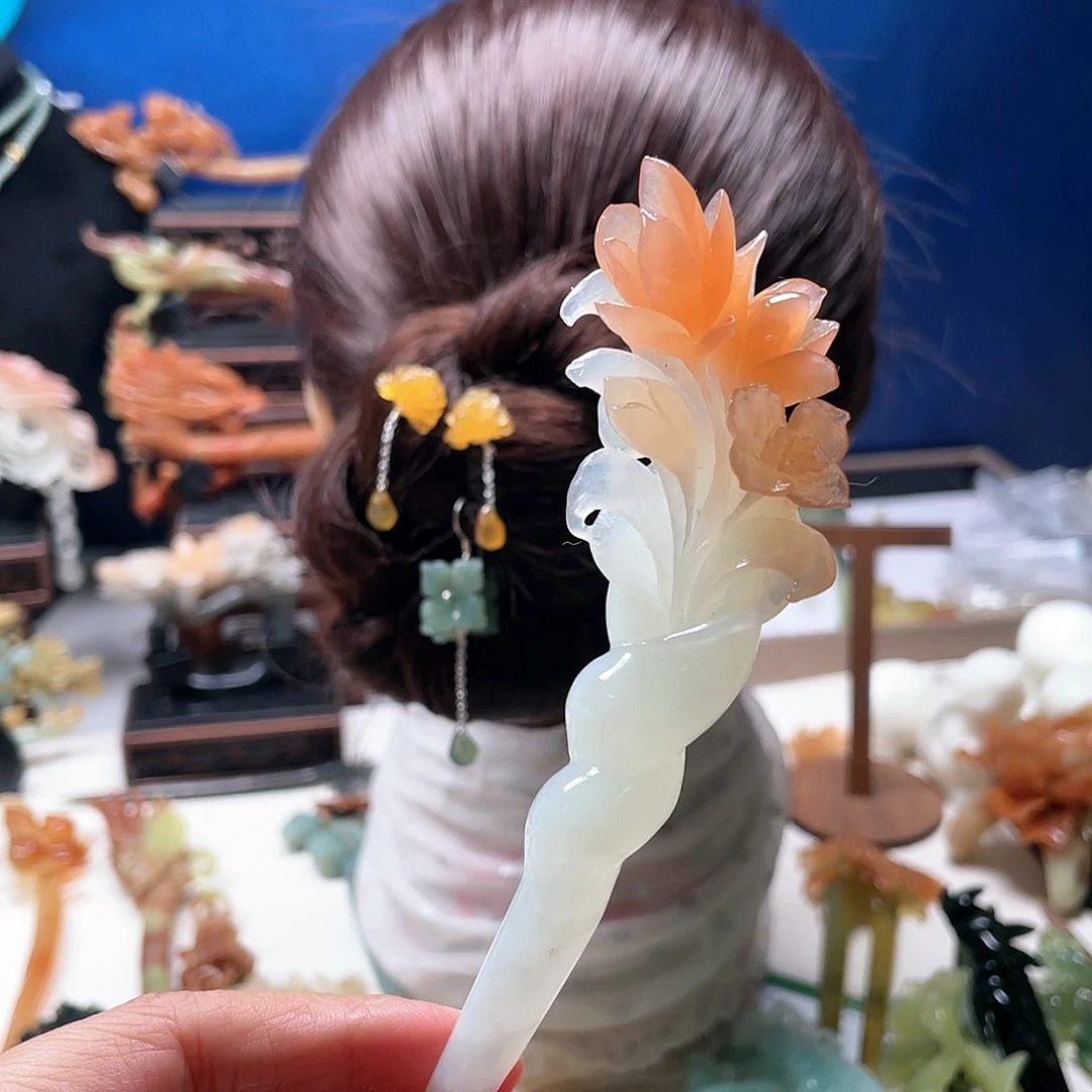 【闪购商品】未镶嵌岫玉发饰猫****子