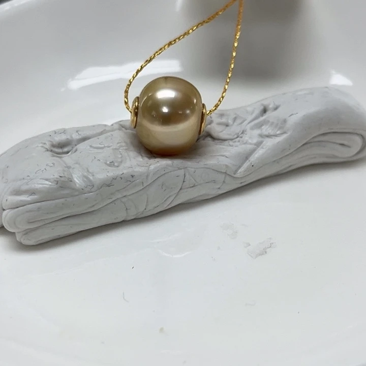 *****颈饰海水珍珠银S925镶嵌金珠 11-12mm