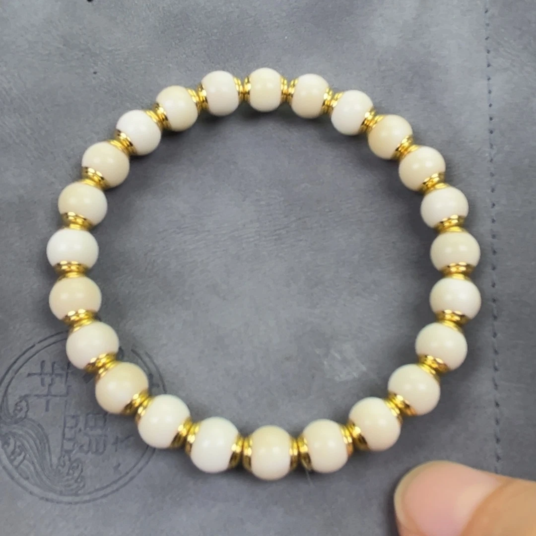白玉菩提吊坠圆珠镶嵌8