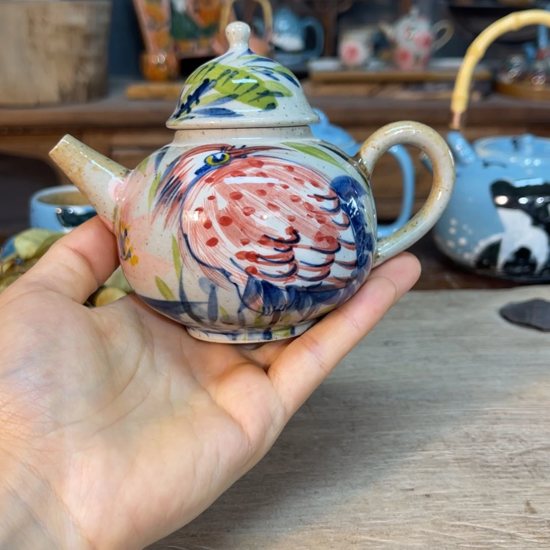 壶素浅陶瓷手工手绘