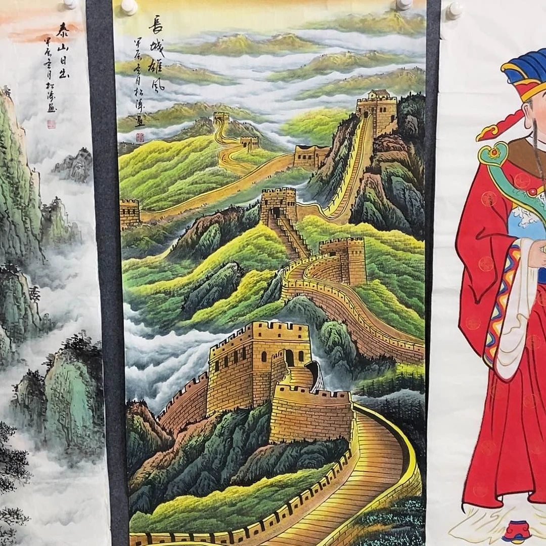 国画四尺长城一副