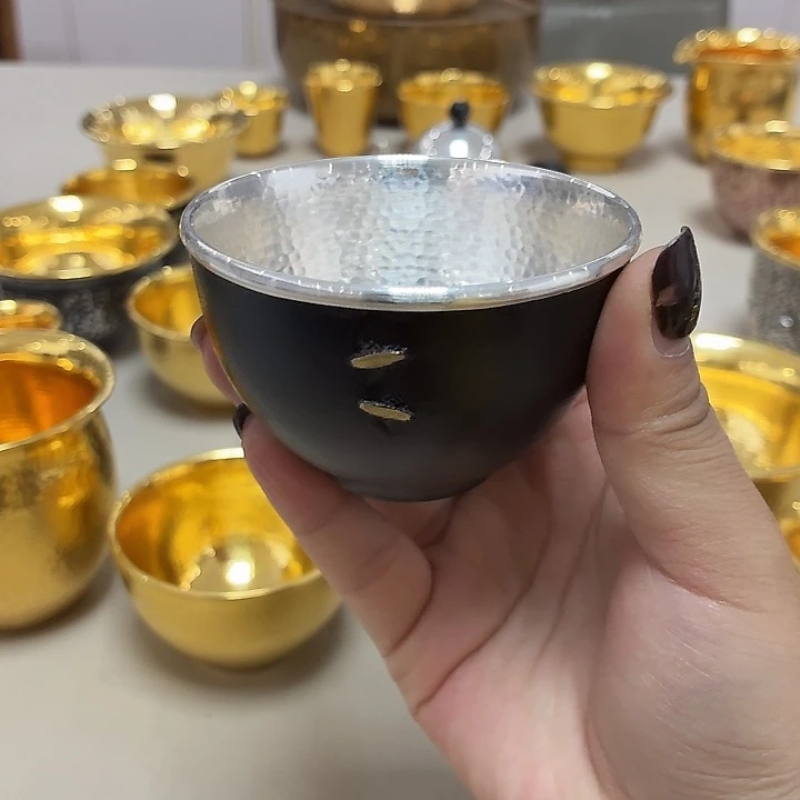 22李小鹤铁包银足银20克钜锔钉杯100毫升