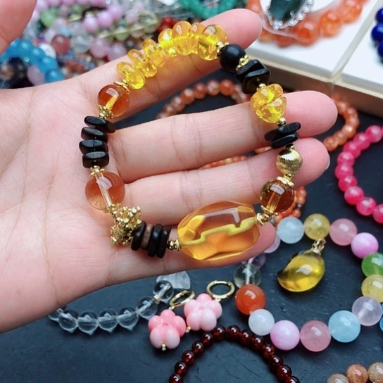 银S925镶嵌手链烟晶