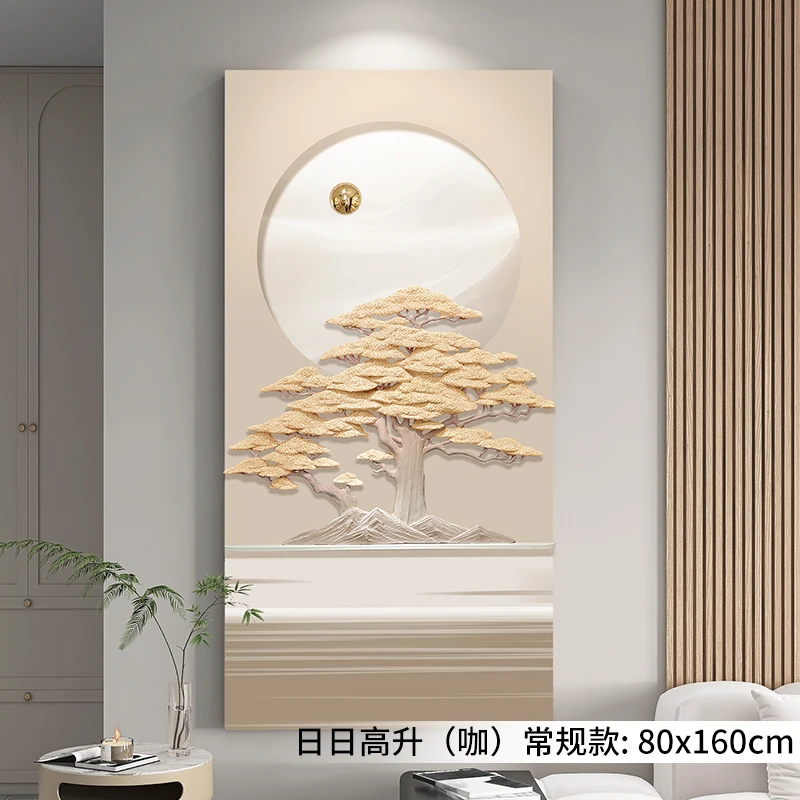 日日高升3D立体浮雕入户玄关高档灯光遥控晴红空间设计感玄关壁画