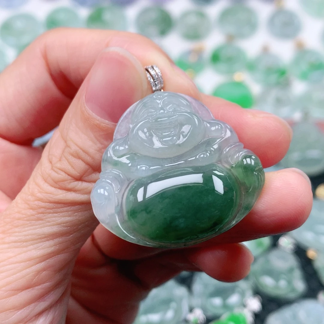翡翠吊坠(不含链)18K金镶嵌