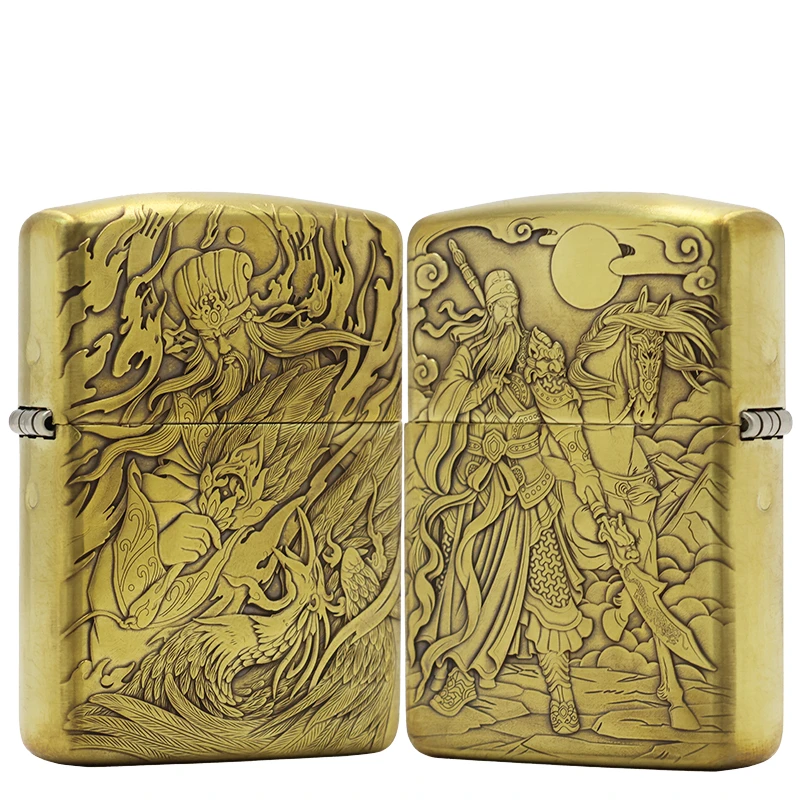 ZIPPO/之宝【孔明关公】黄铜盔甲机正品煤油打火机KF-DF