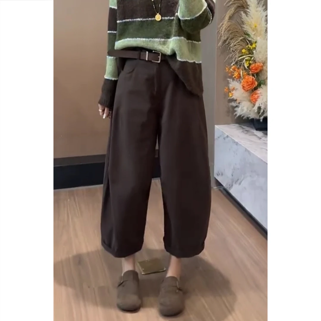 艾塔莉高腰宽松长裤早秋显瘦牛仔裤秋季阔腿裤气球裤美拉德风女裤