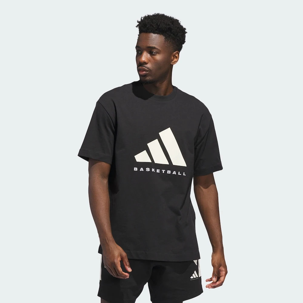 【滔搏联动】adidas/阿迪达斯情侣款纯棉篮球运动短袖圆领T恤JX5575