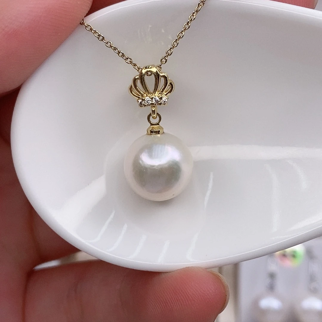 淡水珍珠合金吊坠(赠链)11/12mm有瑕